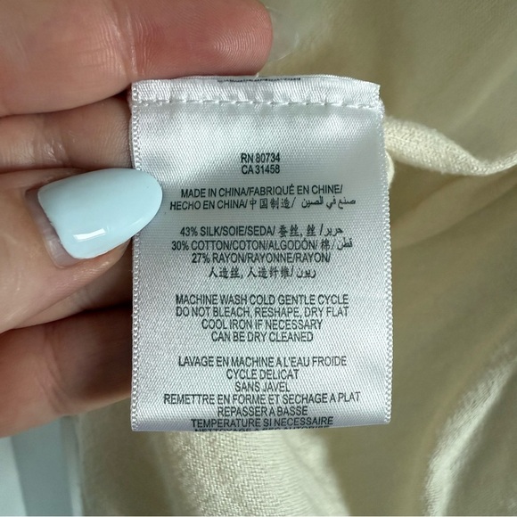 BCBG cream cotton silk long open front waterfall drape cardigan - XS - Picture 6 of 6